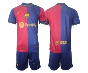 Men's Barcelona Custom Blue Red 2024-25 Home Soccer Jersey Suit