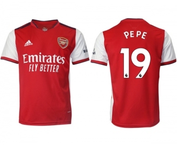 Arsenal F.C #19 Nicolas Pépé Red Home Soccer Jersey1