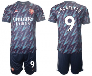 Arsenal F.C #9 Lacazette Away Soccer Jersey with Shorts4