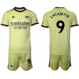 Arsenal F.C #9 Lacazette Away Soccer Jersey with Shorts