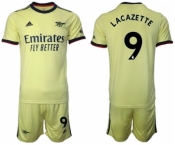 Arsenal F.C #9 Lacazette Away Soccer Jersey with Shorts