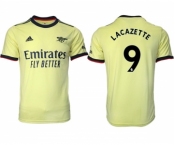 Arsenal F.C #9 Lacazette Yellow Away Soccer Jersey