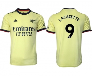 Arsenal F.C #9 Lacazette Yellow Away Soccer Jersey