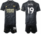 Men's Arsenal F.C #19 Nicolas Pépé 2023 Black Away Soccer Jersey Suit