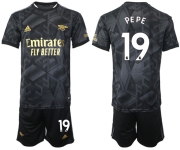 Men's Arsenal F.C #19 Nicolas Pépé 2023 Black Away Soccer Jersey Suit