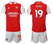 Men's Arsenal F.C #19 Nicolas Pépé 2023 Red Home Soccer Jersey Suit