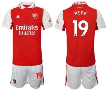 Men's Arsenal F.C #19 Nicolas Pépé 2023 Red Home Soccer Jersey Suit