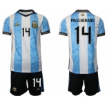 Men's Argentina #14 Mascherado White Blue Home Soccer Jersey Suit