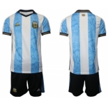 Men's Argentina Blank White Blue Home Soccer Jersey Suit