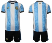 Men's Argentina Blank White Blue Home Soccer Jersey Suit