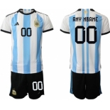 Men's Argentina Custom White Blue Home Soccer Jersey Suit