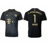 Men's FC Bayern München #1 Neuer Black Away Soccer Jersey