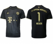 Men's FC Bayern München #1 Neuer Black Away Soccer Jersey