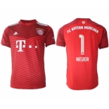 Men's FC Bayern München #1 Neuer Red Home Soccer Jersey