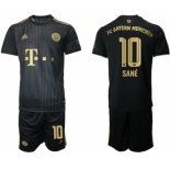 Men's FC Bayern München #10 Leroy Sané Black Away Soccer Jersey with Shorts