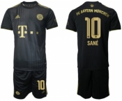 Men's FC Bayern München #10 Leroy Sané Black Away Soccer Jersey with Shorts