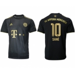 Men's FC Bayern München #10 Leroy Sané Black Away Soccer Jersey