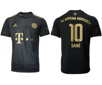 Men's FC Bayern München #10 Leroy Sané Black Away Soccer Jersey