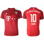 Men's FC Bayern München #10 Leroy Sané Red Home Soccer Jersey