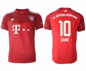 Men's FC Bayern München #10 Leroy Sané Red Home Soccer Jersey