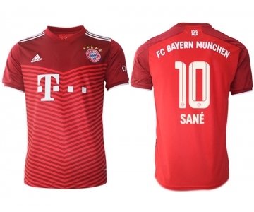 Men's FC Bayern München #10 Leroy Sané Red Home Soccer Jersey