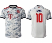 Men's FC Bayern München #10 Leroy Sané White Away Soccer Jersey