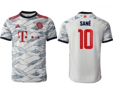 Men's FC Bayern München #10 Leroy Sané White Away Soccer Jersey