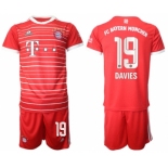 Men's FC Bayern München #19 Alphonso Davies 22-23 Red Home Soccer Jersey Suit