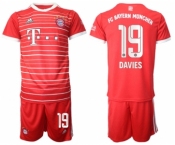 Men's FC Bayern München #19 Alphonso Davies 22-23 Red Home Soccer Jersey Suit