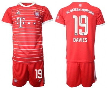 Men's FC Bayern München #19 Alphonso Davies 22-23 Red Home Soccer Jersey Suit