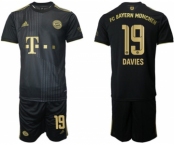 Men's FC Bayern München #19 Alphonso Davies Black Away Soccer Jersey With Shorts