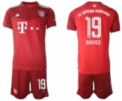 Men's FC Bayern München #19 Alphonso Davies Red Home Soccer Jersey With Shorts