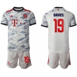 Men's FC Bayern München #19 Alphonso Davies White Away Soccer Jersey With Shorts