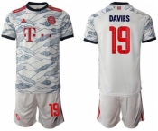 Men's FC Bayern München #19 Alphonso Davies White Away Soccer Jersey With Shorts