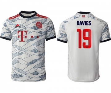 Men's FC Bayern München #19 Alphonso Davies White Away Soccer Jersey