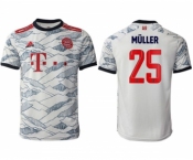 Men's FC Bayern München #25 Thomas Müller White Away Soccer Jersey