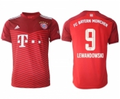 Men's FC Bayern München #9 Robert Lewandowski Red Home Soccer Jersey1