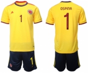 Men's Colombia #1 Ospina Yellow Home Soccer Jersey Suit