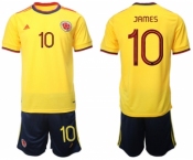 Men's Colombia #10 James Yellow Home Soccer Jersey Suit