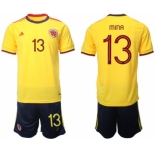 Men's Colombia #13 Mina Yellow Home Soccer Jersey Suit