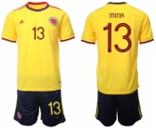 Men's Colombia #13 Mina Yellow Home Soccer Jersey Suit