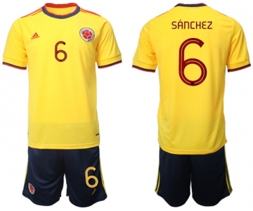 Men's Colombia #6 Davinson Sánchez Yellow Home Soccer Jersey Suit