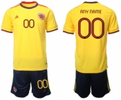 Men's Colombia Custom Yellow Home Soccer Jersey Suit