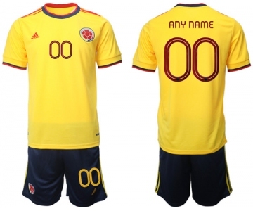 Men's Colombia Custom Yellow Home Soccer Jersey Suit