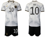 Men's Germany #10 Ozil White Home Soccer Jersey Suit