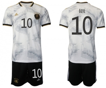 Men's Germany #10 Ozil White Home Soccer Jersey Suit