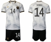 Men's Germany #14 Schulz White Home Soccer Jersey Suit