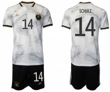 Men's Germany #14 Schulz White Home Soccer Jersey Suit