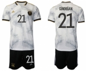 Men's Germany #21 Gundogan White Home Soccer Jersey Suit