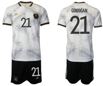 Men's Germany #21 Gundogan White Home Soccer Jersey Suit